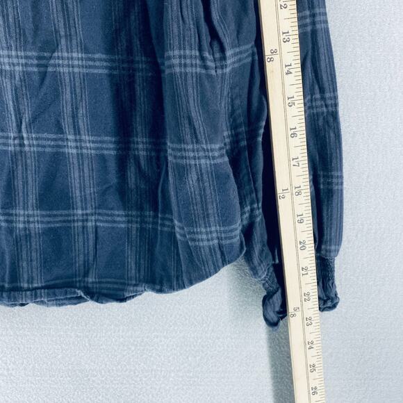 Faherty Flannel Shirt Womens S Gray Organic Cotton Button Up Costal Cowgirl - Picture 10 of 11